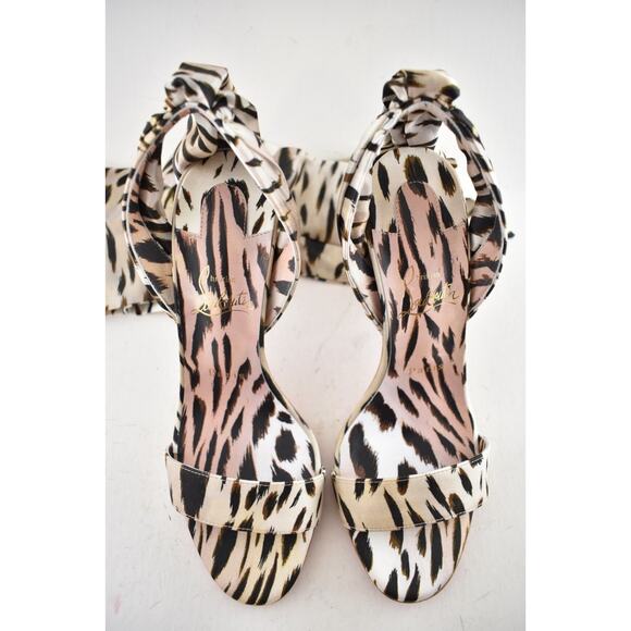 Christian Louboutin Sandale Du Desert 100 Black Cheetah Sandal Heel Pump 38.5 - Picture 9 of 15